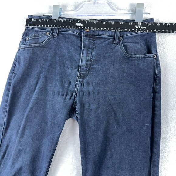 Mugsy Straight Leg Jeans Dark Wash Denim Stretch Mid Rise Men's Blue Size W31 - Picture 9 of 13